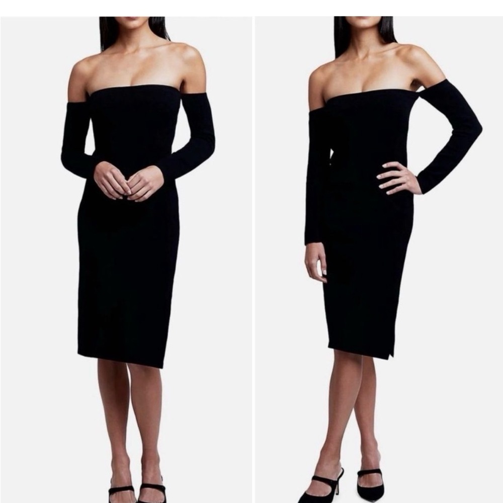 L'AGENCE Felicia Off-The-Shoulder Black Knit Dress Women's Sz S NEW Retail $350